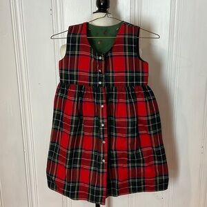 Reversible Plaid Red and Green Kids Dress - size 5-6 girl toddler (estimated)
